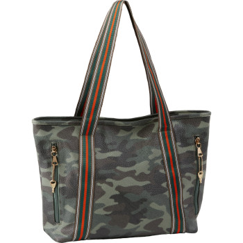 BULLDOG TOTE PURSE CAMO W/ STRIPES